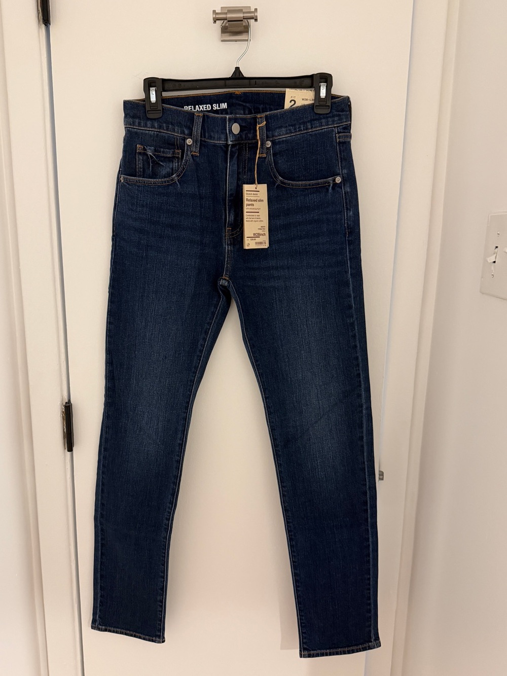 Muji Men's Relaxed Slim Jeans in Dark Indigo